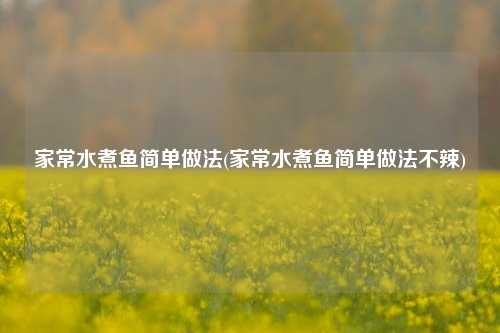 家常水煮鱼简单做法(家常水煮鱼简单做法不辣)