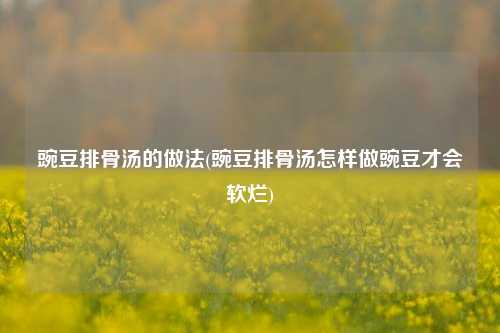豌豆排骨汤的做法(豌豆排骨汤怎样做豌豆才会软烂)